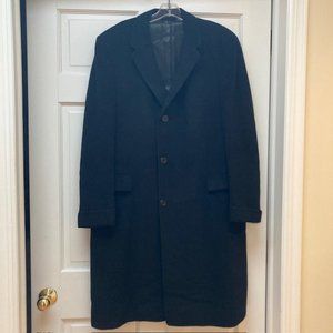 Vintage Black 100% Cashmere Single Breasted Overcoat Size L